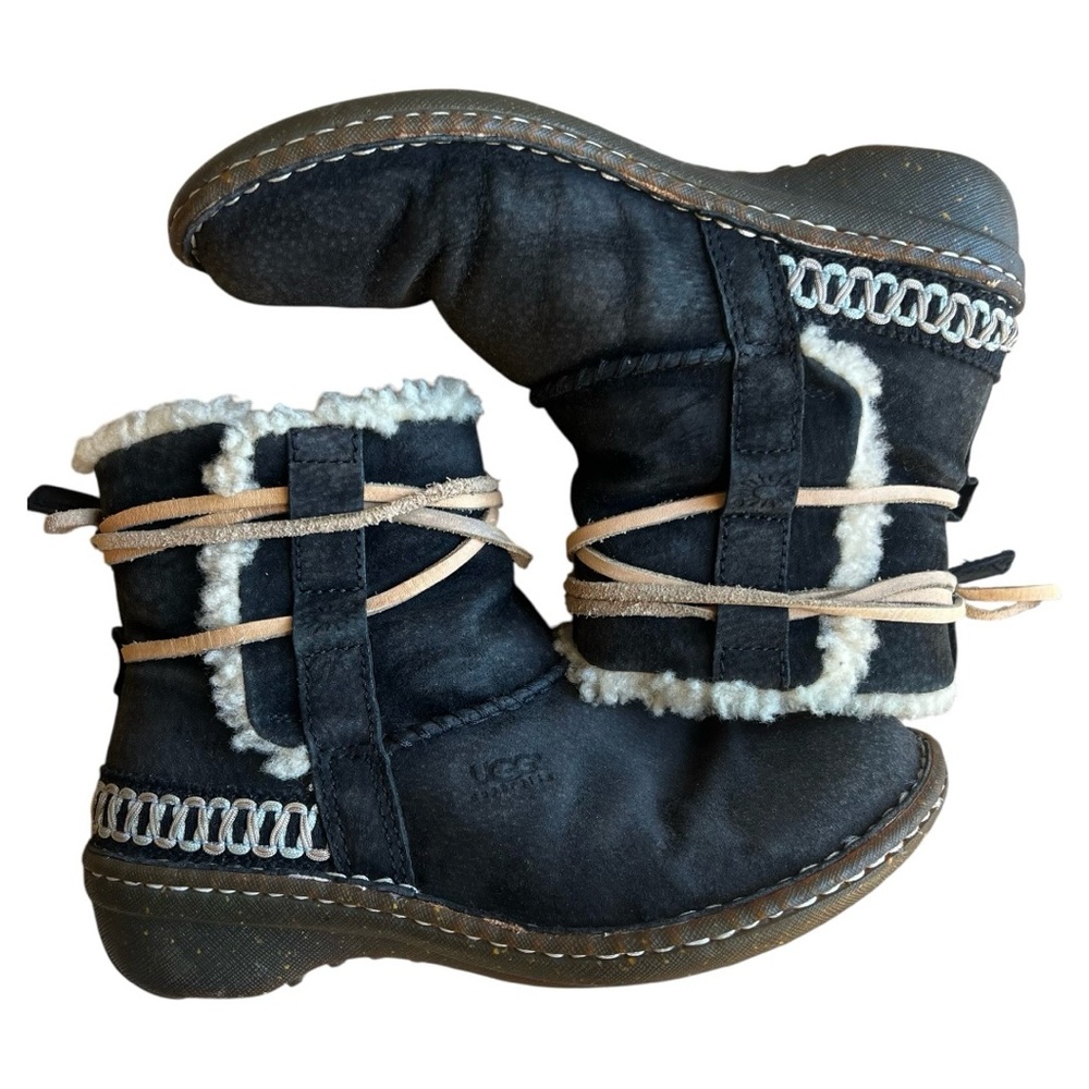 UGG AUSTRALIA COVE SHEARLING TRIMMED ANKLE BOOTS